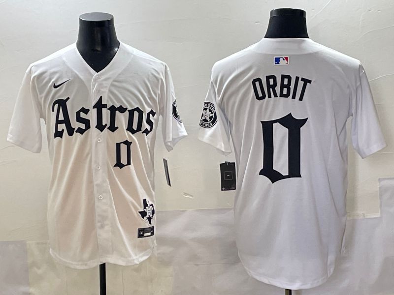 Men 2025 Houston Astros #0 Orbit White Five generations Joint Name Nike MLB Jersey style 3